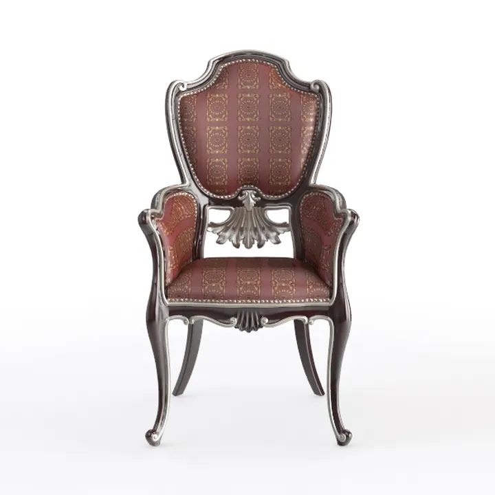 Vintage Luxury Fabric Solid Wood Armchair 3D Model