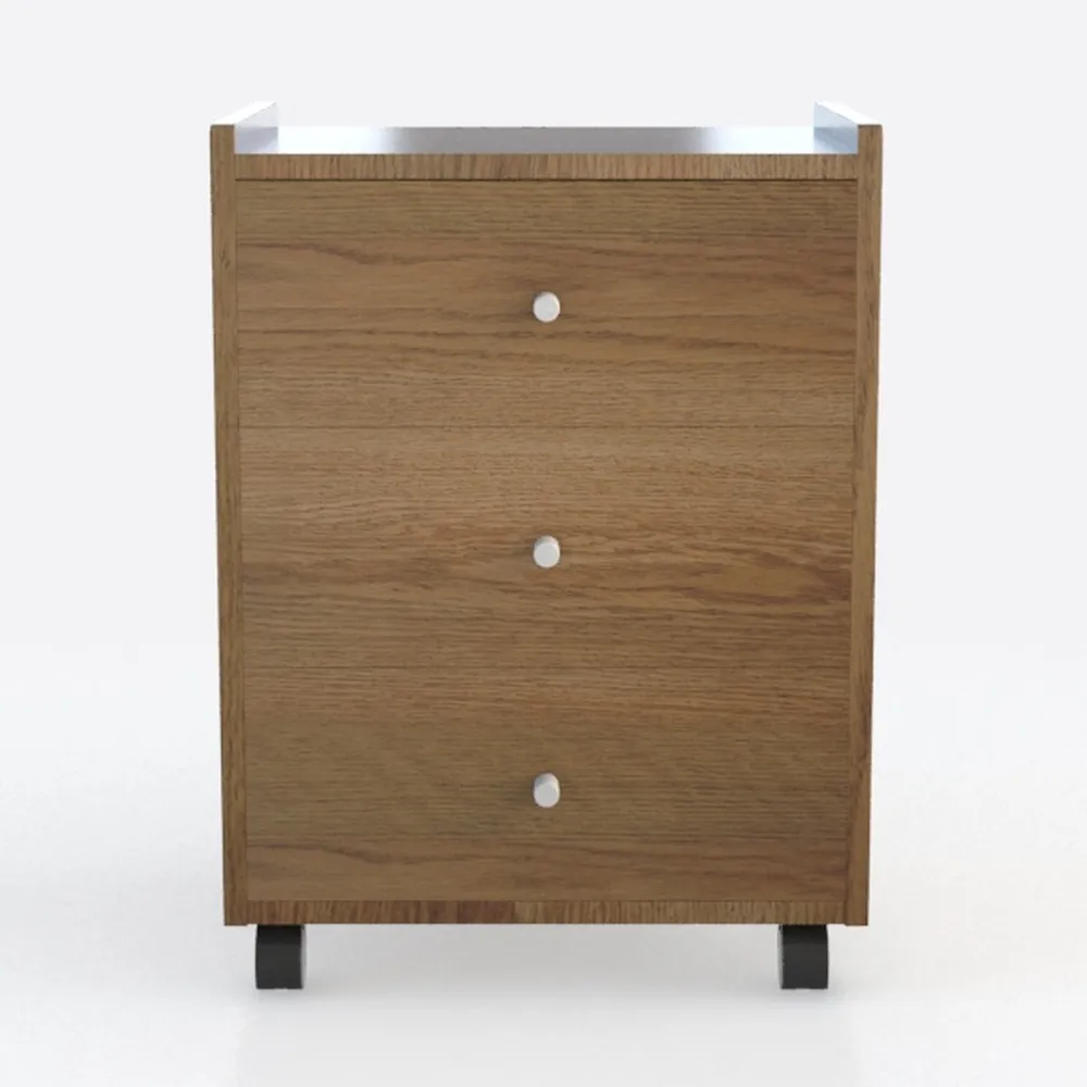 Pemberly Row Rustic Wood 3-Drawer Nightstand in