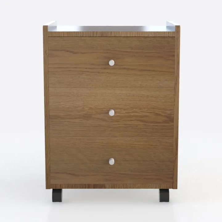 Pemberly Row Rustic Wood 3-Drawer Nightstand in