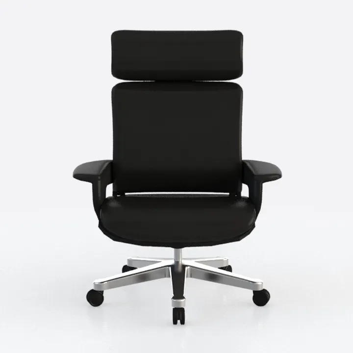 Modern Black Leather High Back Office Chair 3D Model