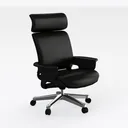 Modern Black Leather High Back Office Chair 3D Model Right 45 Degree View