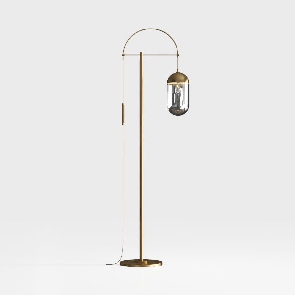 2-Light Gold Crystal Floor Lamp for Living Room