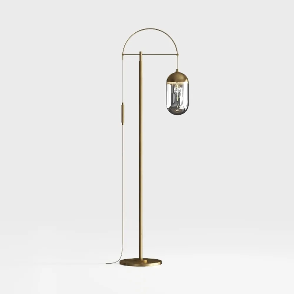 2-Light Gold Crystal Floor Lamp for Living Room