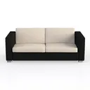 Modern Two Tone Fabric Loveseat Sofa with Metal Legs 3D Model Front View