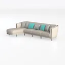 Modern Fabric L Shaped Sectional Sofa with Decorative Pillows 3D Model Left 45 Degree View