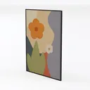Minimalist Floral Abstract Wall Art Print 3D Model Left 45 Degree View