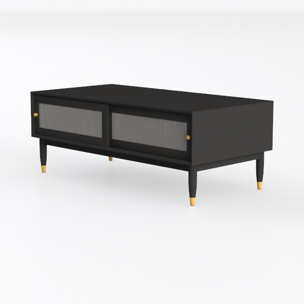 Mid Century Modern Black Coffee Table with Storage | Homestyler