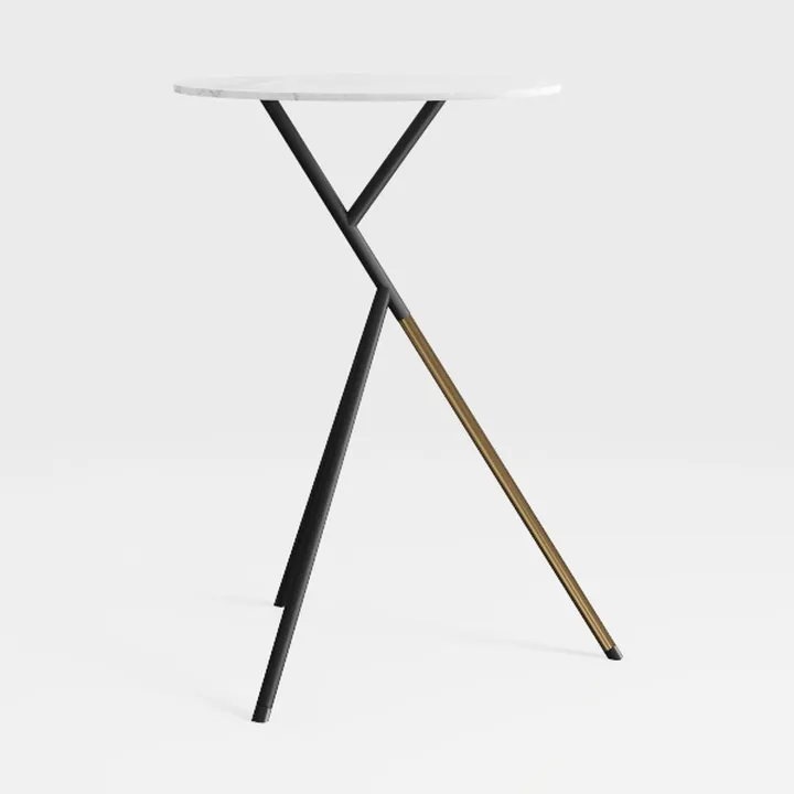 Modern Marble Top Black Brass Metal Side Table 3D Model