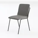 Minimalist Fabric Metal Dining Chair 3D Model Left 45 Degree View