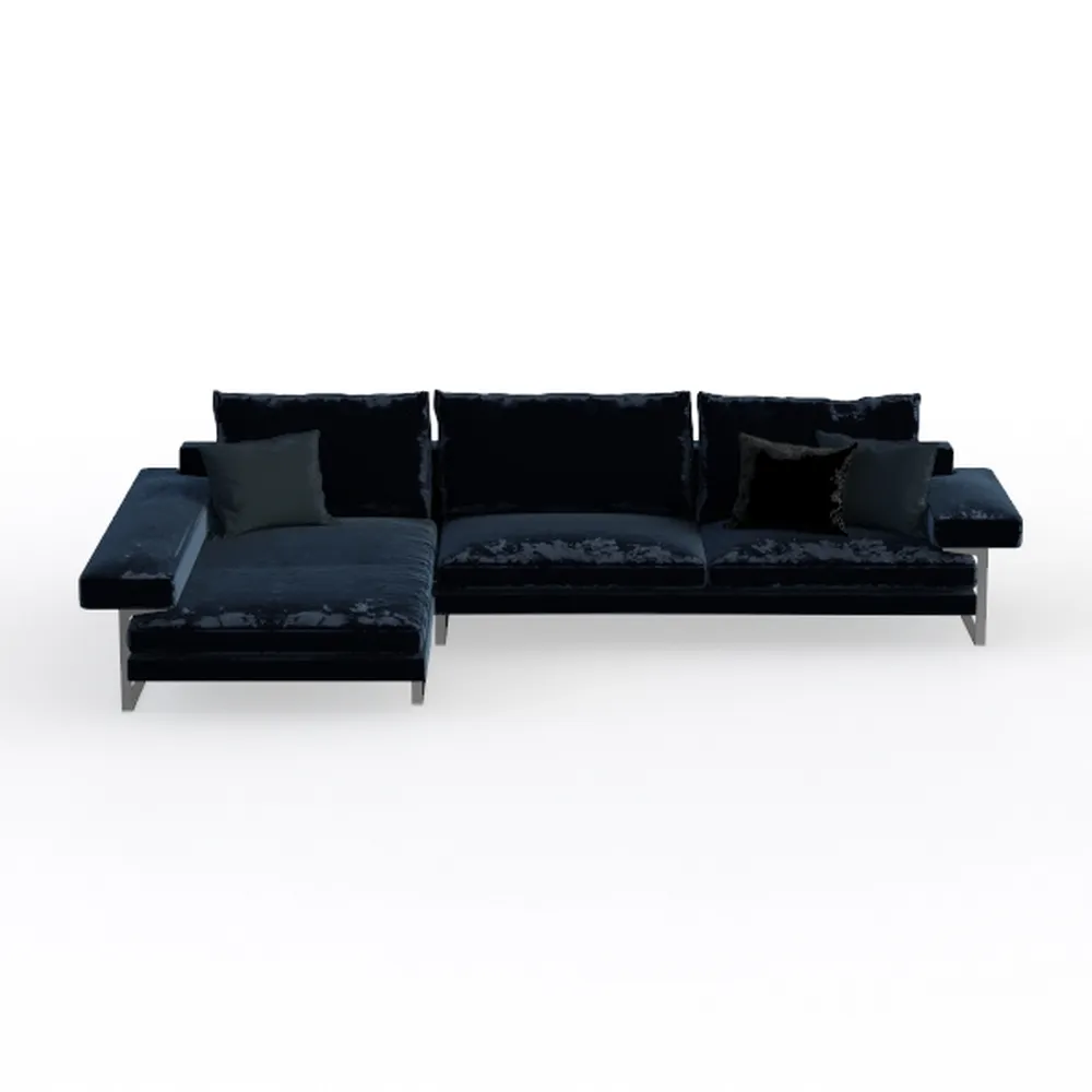 Black Fabric Sectional Sofa with Left-Facing