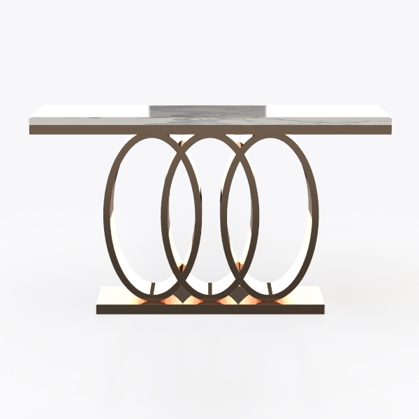 Turrella 55 in. Black Rectangle Faux Marble Consol