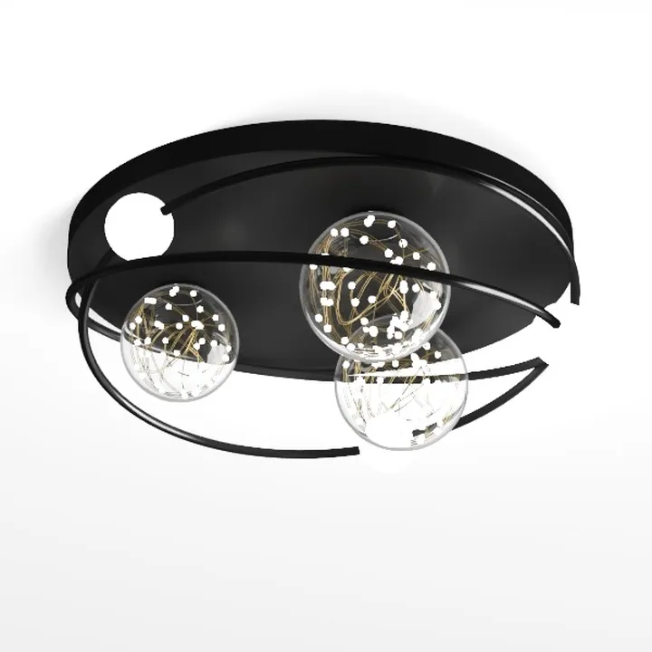 Flush Mount Ceiling Light Fixture Black, 2-Light