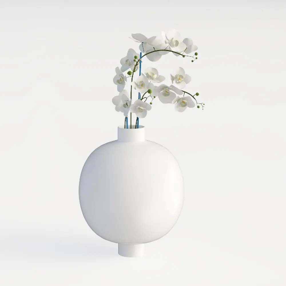 White Ceramic Vase Set of 2, Handcrafted Ceramic