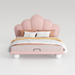 Pink Fabric Scalloped Headboard Kids Bed 3D Model