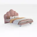 Velvet Upholstered King LED Bed Frame with 2  Right 45 Degree View