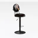 Industrial Vintage Metal Leather Bar Stool 3D Model Right 45 Degree View