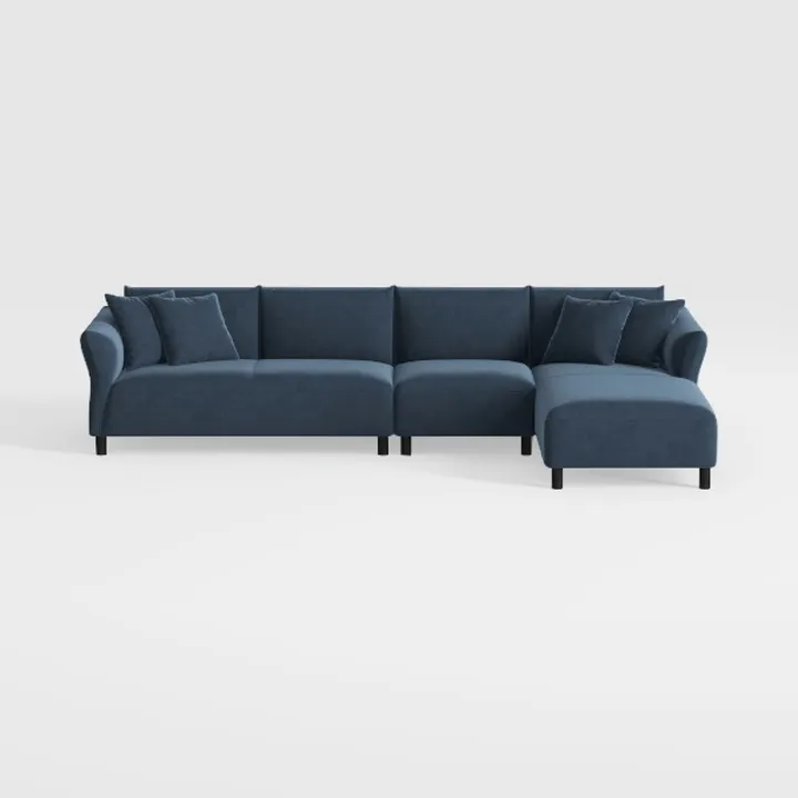 Modern Navy Blue Fabric L Shaped Sectional Sofa 3D Model