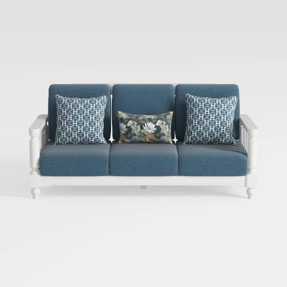 3-Seat Couch Wicker Patio Sofa Outdoors - Deep Sea