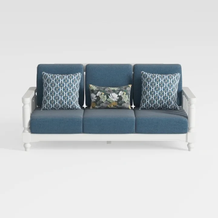 3-Seat Couch Wicker Patio Sofa Outdoors - Deep Sea