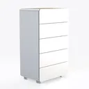 Minimalist White Solid Wood Dresser with Metal Legs 3D Model Right 45 Degree View