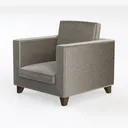 Minimalist Fabric Wooden Armchair 3D Model Left 45 Degree View