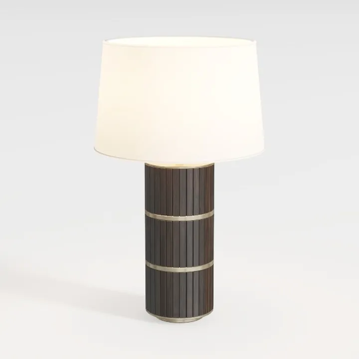 Modern Dark Wood Brass Accent Table Lamp 3D Model