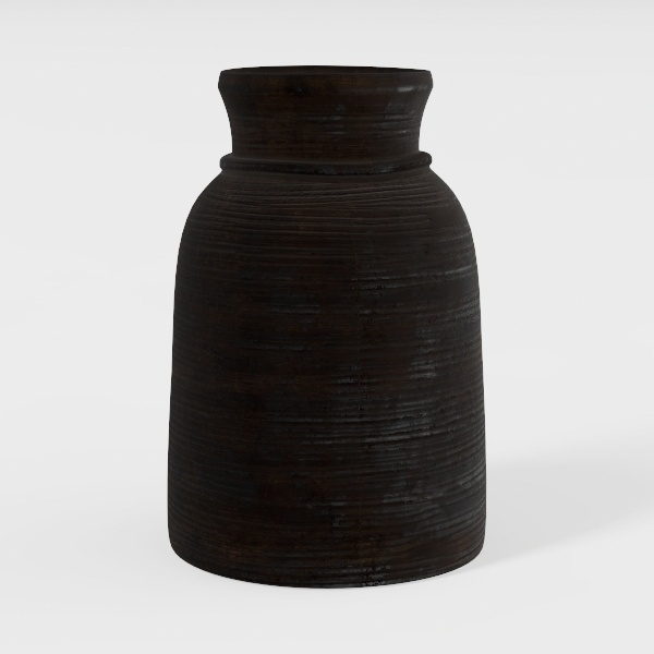 Large Rustic Minimalist Vase, 10&quot; Distressed Round