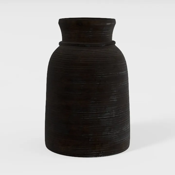 Large Rustic Minimalist Vase, 10" Distressed Round