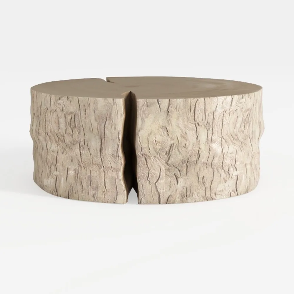 35.5" Round Coffee Table,Rustic Dark Wood Finish