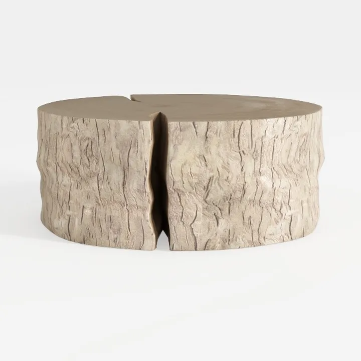 35.5" Round Coffee Table,Rustic Dark Wood Finish