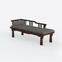 Traditional Solid Wood Fabric Chaise Lounge 3D Model Left 45 Degree View