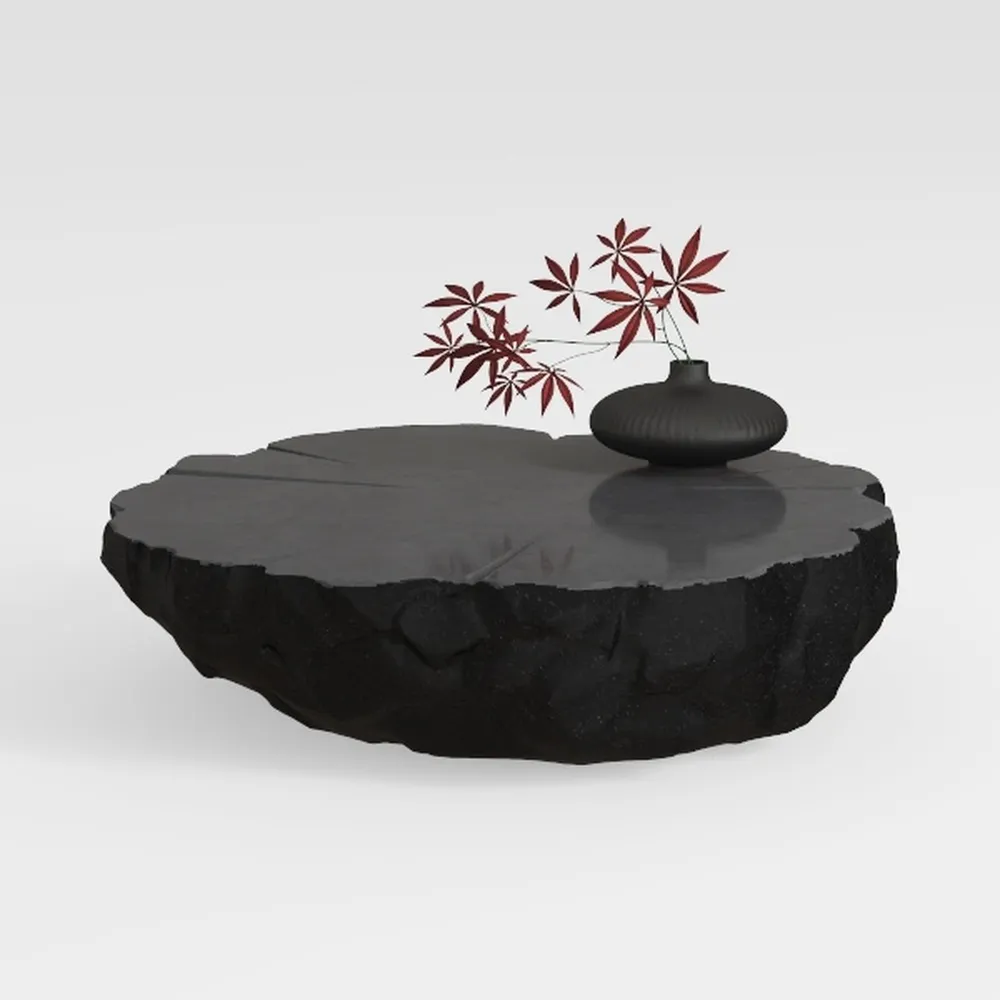 31.5" Drum Coffee Table Modern Unique Fluted Tea