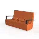 Modern Fabric Orange Loveseat Sofa With Black Metal Armrests 3D Model Left 45 Degree View