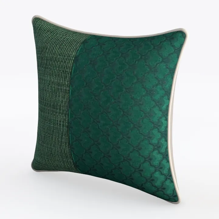 Two Tone Emerald Green Fabric Decorative Throw Pillow 3D Model