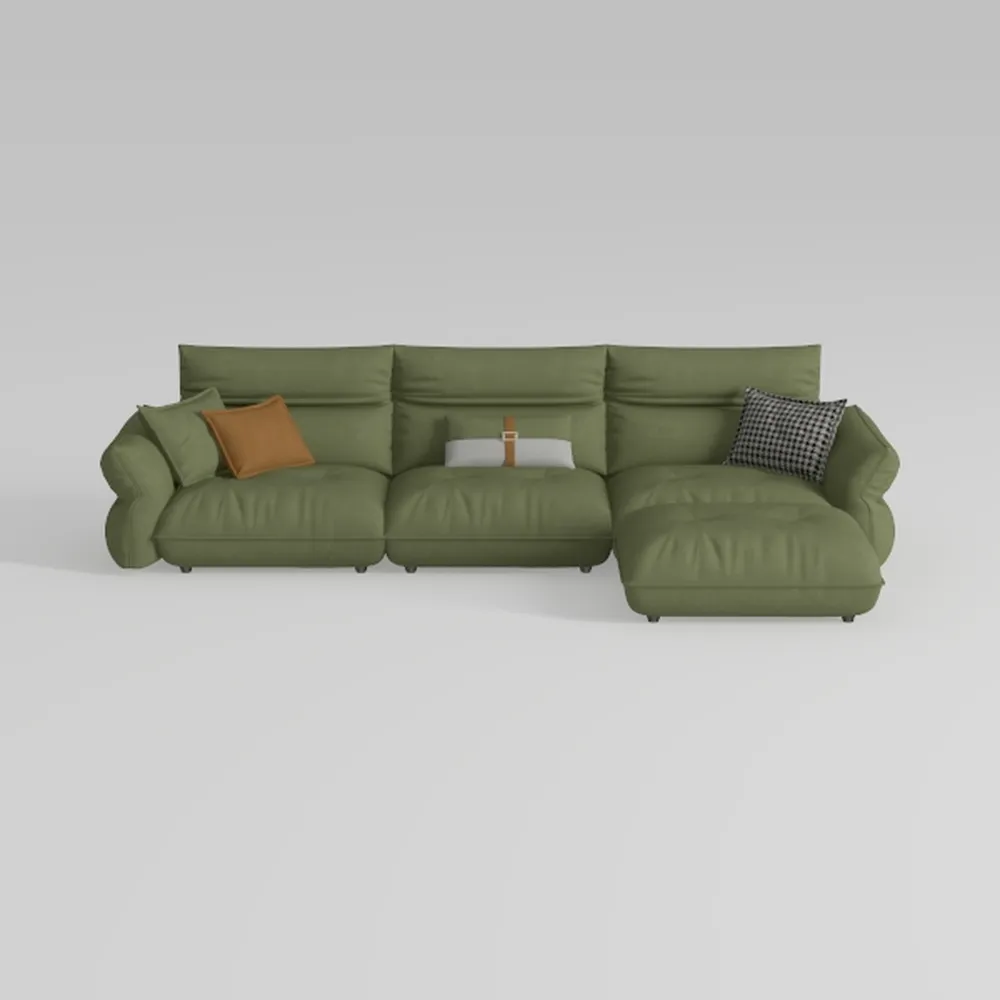 JULYFOX Velvet Button Tufted L Sectional Couch