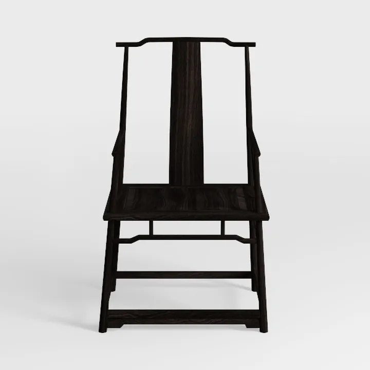 Minimalist Black Solid Wood Traditional Armchair 3D Model