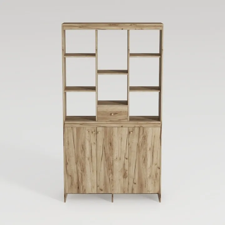 5 Tier Bookshelf 70" Rattan Boho Tall Bookcase