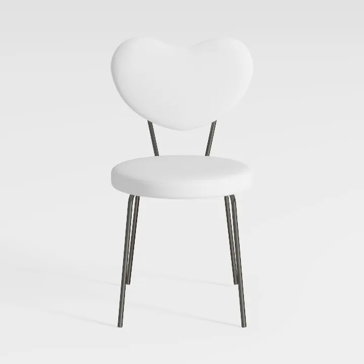 White Leather Dining Chairs Set of 2, Modern
