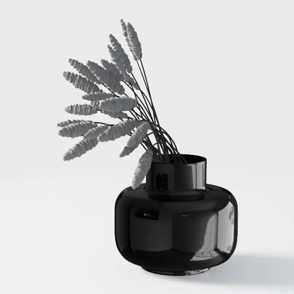 Ceramic Black Vase Home Decor, 9 Inch Wide Mouth