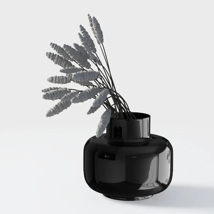 Ceramic Black Vase Home Decor, 9 Inch Wide Mouth