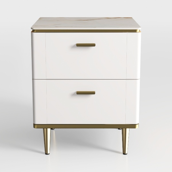 Wooden Side Table, Nightstand with 2 Drawers