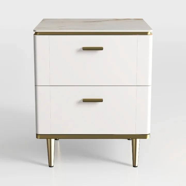 Wooden Side Table, Nightstand with 2 Drawers