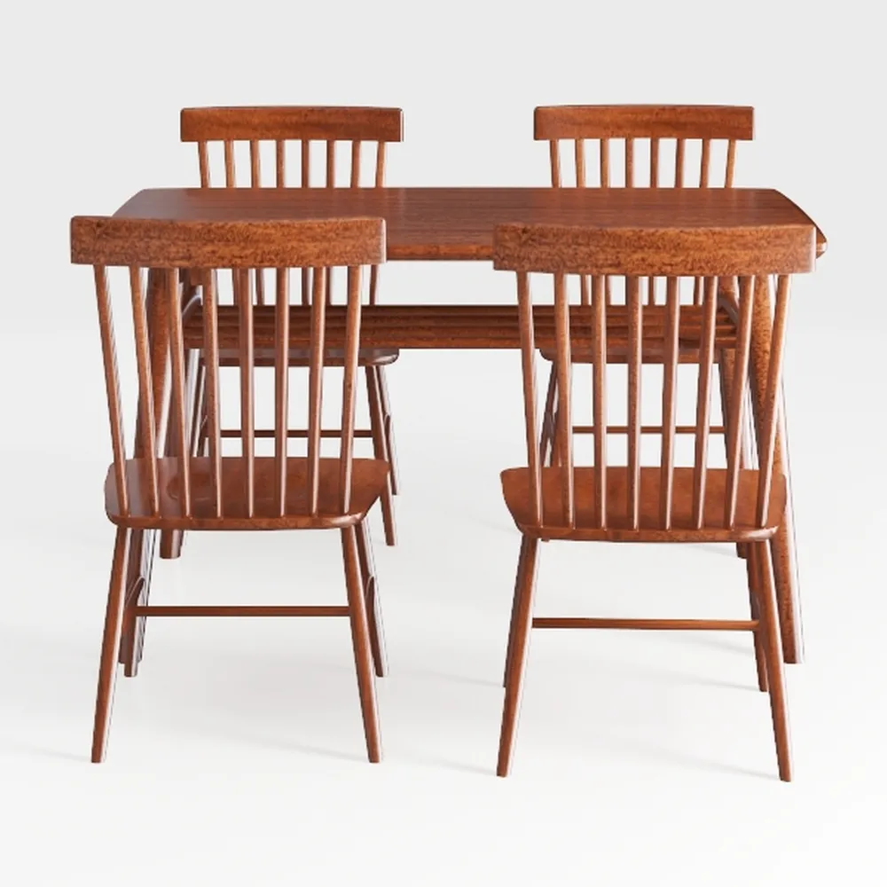 Wood Windsor Dining Chairs Set of 2 Walnut Dining