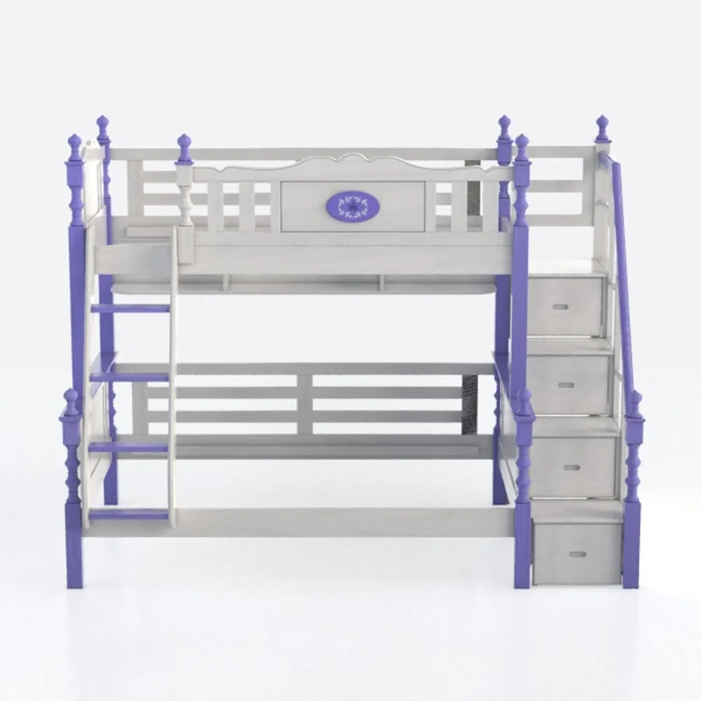 Benjara Alice Classic Twin Bunk Bed with Ladder, G