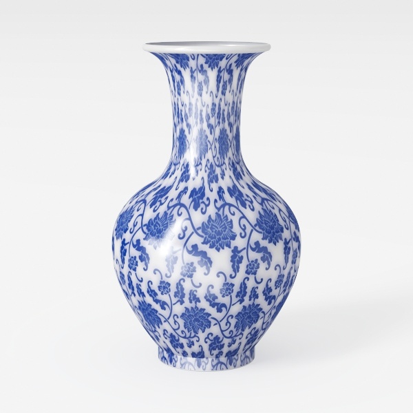 QIANLING Blue and White Floral Vase - 10.6&quot;&quot;