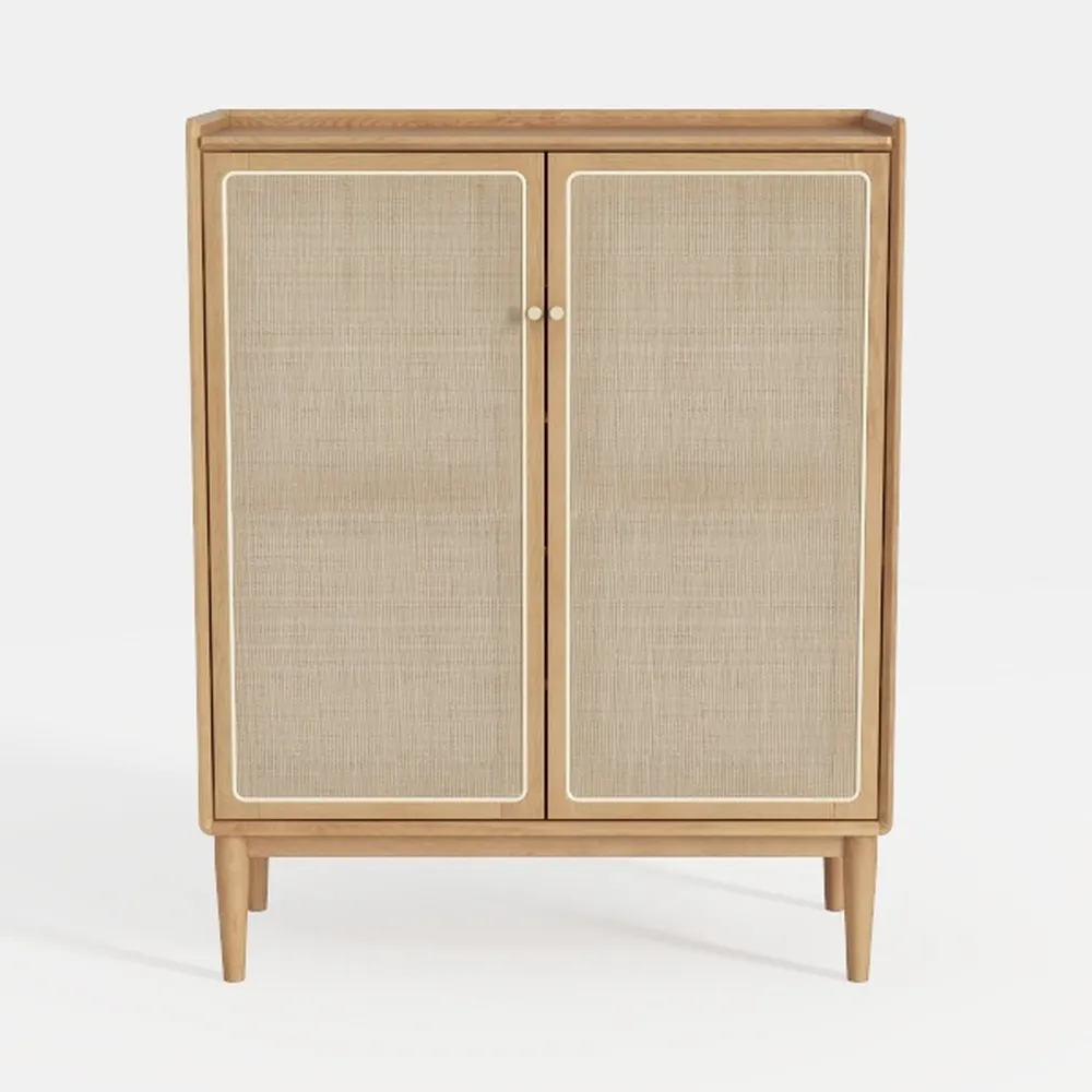 Iwell Rattan Storage Cabinet with 4 Adjustable