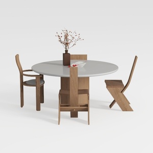 Gales 5-Piece Mid-Century Modern Round Greige MDF 