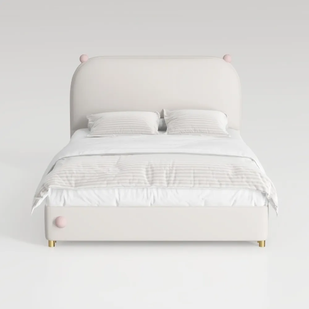 Queen Bed Frame, Boucle Upholstered Platform Bed