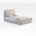 Queen Bed Frame, Boucle Upholstered Platform Bed Right 45 Degree View