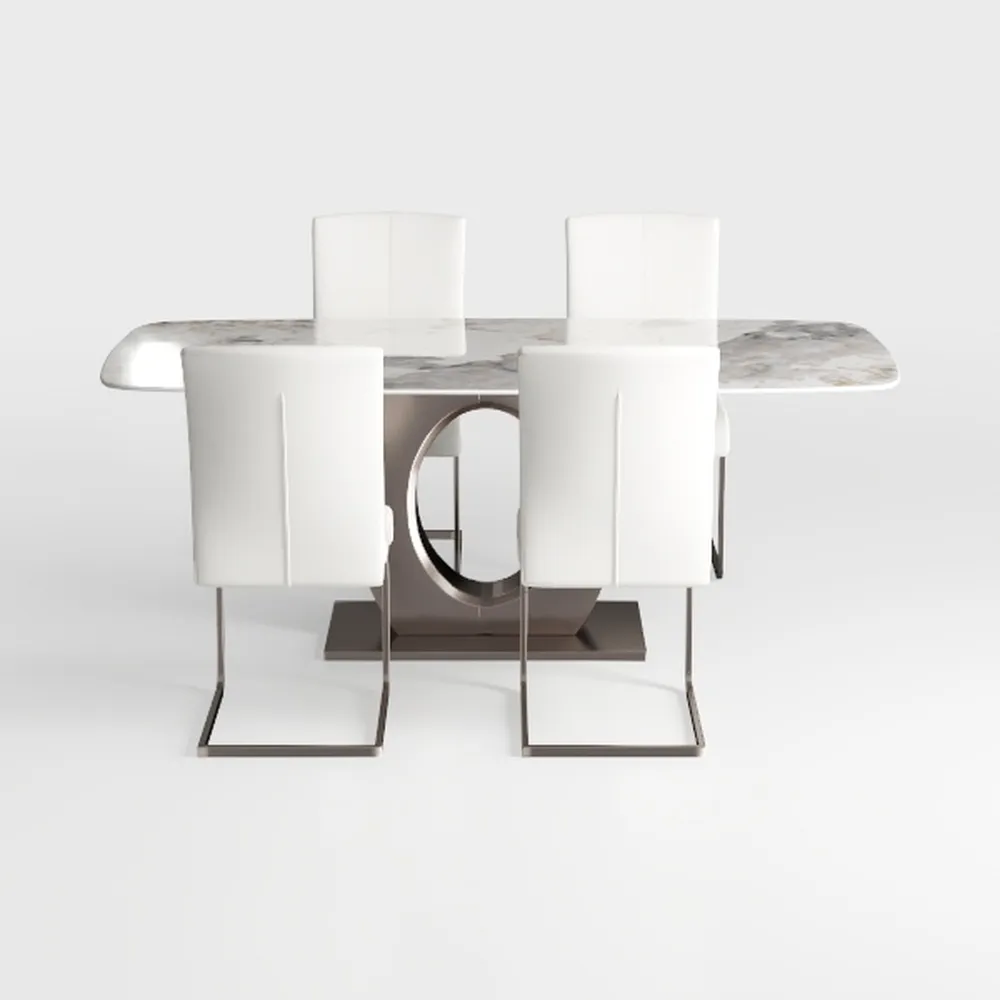 Modern White Dining Chairs Set of 4, PU Leather